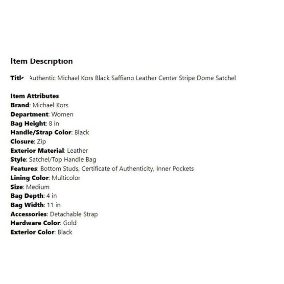 Michael Kors Black Saffiano Leather Center Stripe Dome Satchel - Picture 11 of 11